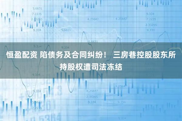 恒盈配资 陷债务及合同纠纷！ 三房巷控股股东所持股权遭司法冻结